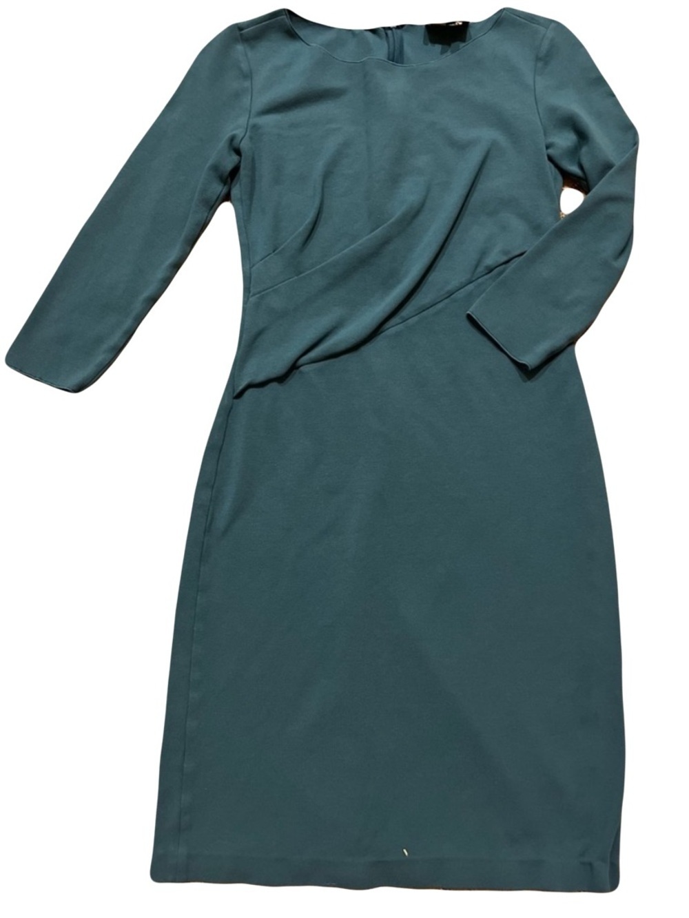 Emporio Armani draped sheath dress with quiet luxury office siren vibes chic